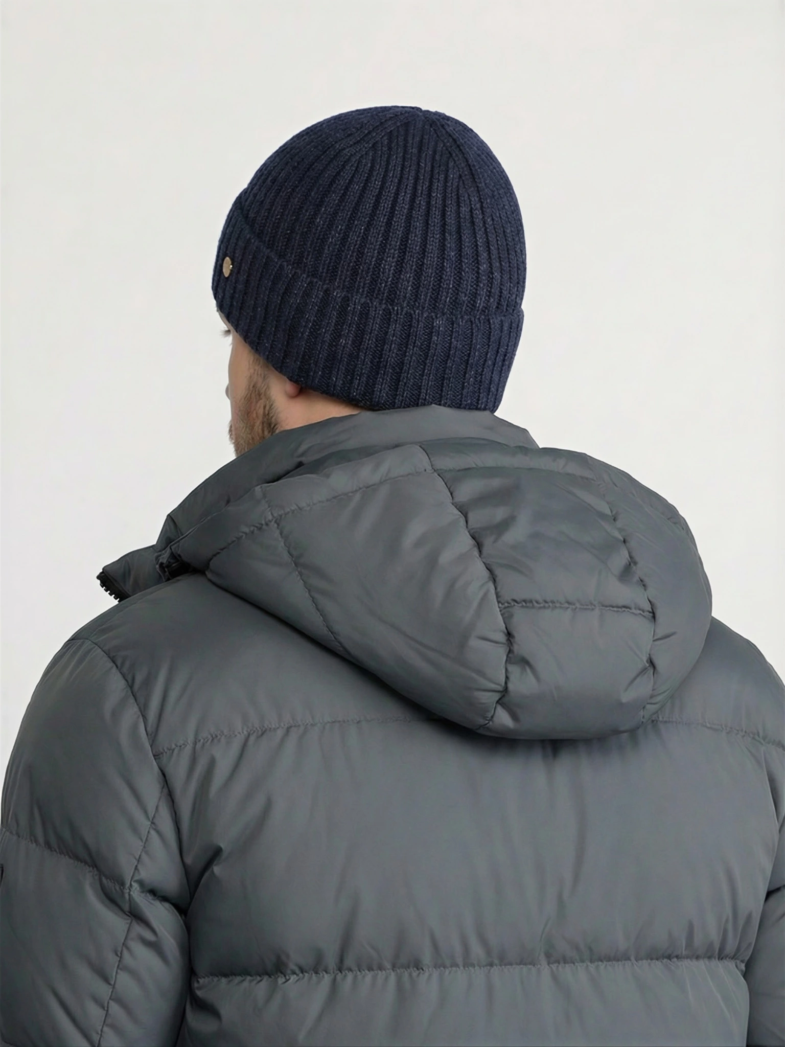 Шапка-бини из смесовой вискозы на подкладе с отворотом в ассортименте